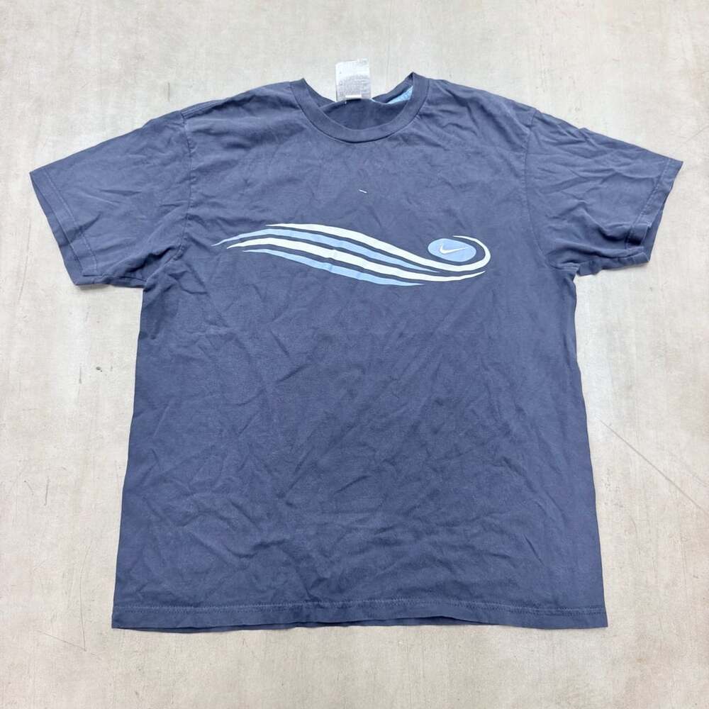 Nike T-Shirt Size M Vintage Graphic Swoosh Blue Short Sleeve